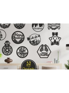 Σετ των 3 Intra απο ξύλο plywood 3mm-4mm πάχος χριστουγεννιάτικων στολιδιών 32 τμχ Δίασταση 3x3 cm INTRAFABR-38314109