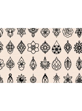 Σετ των 2 Intra απο ξύλο plywood 3mm-4mm πάχος 37 Boho Flower Ξύλινα Σκουλαρίκια Δίασταση 3000x3000 cm INTRAFABR-117515274