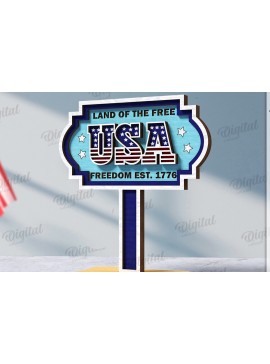 Σετ των 2 Intra απο ξύλο plywood 3mm-4mm πάχος Τρισδιάστατη 4ης Ιουλίου Δίασταση 30x20 cm INTRAFABR-121120071