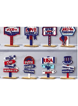 Σετ των 2 Intra απο ξύλο plywood 3mm-4mm πάχος Δέσμη κοπής με λέιζερ 3D 4th of July Stands Δίασταση 30x20 cm INTRAFABR-120970230