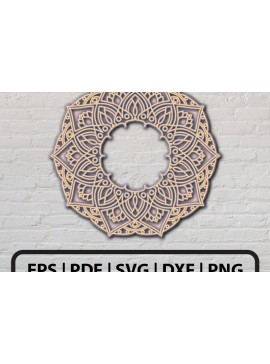 Σετ των 2 Intra απο ξύλο plywood 3mm-4mm πάχος 3D Abstract Mandala Layered Δίασταση 30x30 cm INTRAFABR-24589835