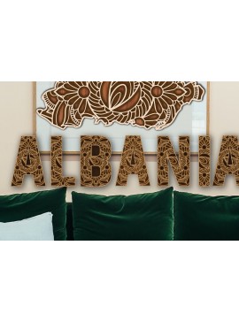 Σετ των 2 Intra απο ξύλο plywood 3mm-4mm πάχος 3D Αλβανία Country Ξύλινος χάρτης Δίασταση 15x15 cm INTRAFABR-25333945