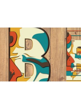 Σετ των 2 Intra απο ξύλο plywood 3mm-4mm πάχος Τρισδιάστατη κοπή χαρτιού αλφαβήτου Β Δίασταση 1200x1200 cm INTRAFABR-57370838