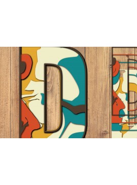 Σετ των 2 Intra απο ξύλο plywood 3mm-4mm πάχος Τρισδιάστατη κοπή χαρτιού αλφαβήτου D Δίασταση 1200x1200 cm INTRAFABR-57371003