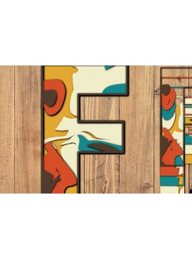 Σετ των 2 Intra απο ξύλο plywood 3mm-4mm πάχος Τρισδιάστατη κοπή χαρτιού αλφαβήτου F Δίασταση 1200x1200 cm INTRAFABR-57381045