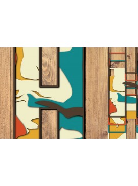 Σετ των 2 Intra απο ξύλο plywood 3mm-4mm πάχος Τρισδιάστατη κοπή χαρτιού αλφαβήτου H Δίασταση 1200x1200 cm INTRAFABR-57381031