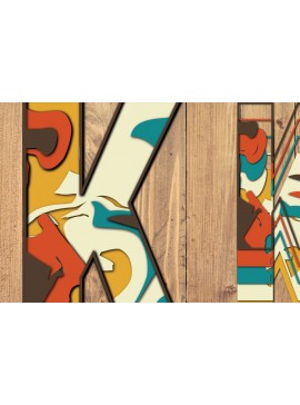 Σετ των 2 Intra απο ξύλο plywood 3mm-4mm πάχος Τρισδιάστατη κοπή χαρτιού αλφαβήτου Κ Δίασταση 1200x1200 cm INTRAFABR-57381014