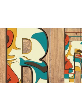 Σετ των 2 Intra απο ξύλο plywood 3mm-4mm πάχος 3D Alphabet Paper Cut R Δίασταση 1200x1200 cm INTRAFABR-57432823