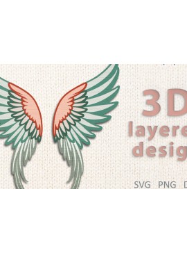 Σετ των 3 Intra απο ξύλο plywood 3mm-4mm πάχος Κοπή χαρτιού με λέιζερ 3d Angel Wings Δίασταση 7x7 cm INTRAFABR-115250065