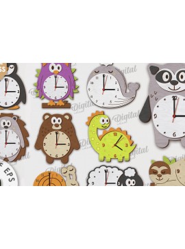 Intra απο ξύλο plywood 3mm-4mm πάχος τρισδιάστατων ρολογιών ζώων Δίασταση 30x20 cm INTRAFABR-116609845