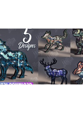 Σετ των 2 Intra απο ξύλο plywood 3mm-4mm πάχος φωτός 3D Animals Wooden Carving Δίασταση 15x15 cm INTRAFABR-104131692