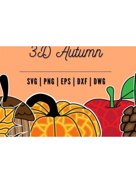 Σετ των 2 Intra απο ξύλο plywood 3mm-4mm πάχος 3D φθινοπώρου Δίασταση 30x20 cm INTRAFABR-17651382