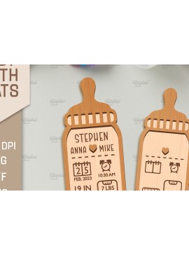 Intra απο ξύλο plywood 3mm-4mm πάχος Τρισδιάστατα στατιστικά γέννησης μωρού με λέιζερ Δίασταση 30x20 cm INTRAFABR-86216488