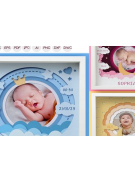 Σετ των 2 Intra απο ξύλο plywood 3mm-4mm πάχος 3D Baby Photo Frame Shadow Box BUNDL Δίασταση 20x30 cm INTRAFABR-81544139