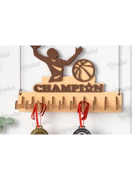 Σετ των 2 Intra απο ξύλο plywood 3mm-4mm πάχος Τρισδιάστατη θήκη για μετάλλιο μπάσκετ με Δίασταση 30x20 cm INTRAFABR-119316727