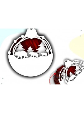 Σετ των 3 Intra απο ξύλο plywood 3mm-4mm πάχος Τρισδιάστατα χριστουγεννιάτικα στολίδια με στρώματα αρκούδας Δίασταση 8x8 cm INTRAFABR-39072640