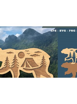 Σετ των 2 Intra απο ξύλο plywood 3mm-4mm πάχος 3D Bear Mountain Cut  Δίασταση 15x15 cm INTRAFABR-111783832