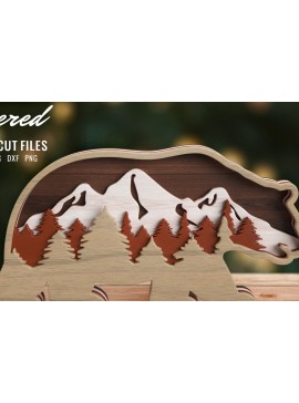 Σετ των 2 Intra απο ξύλο plywood 3mm-4mm πάχος 3D Bear Layered Animal Δίασταση 15x15 cm INTRAFABR-57271373