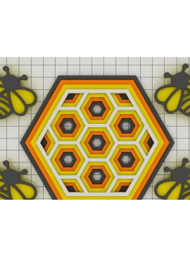 Intra απο ξύλο plywood 3mm-4mm πάχος 3D Bee , Layered Honeycomb  Δίασταση 30x20 cm INTRAFABR-39956002