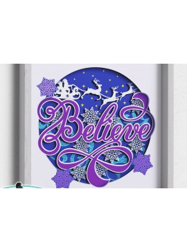 Σετ των 3 Intra απο ξύλο plywood 3mm-4mm πάχος 3D Believe Santa Shadow Box Δίασταση 8x8 cm INTRAFABR-53929633