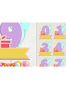 Σετ των 2 Intra απο ξύλο plywood 3mm-4mm πάχος Τρισδιάστατοι αριθμοί γενεθλίων , Πολυεπίπεδη διακόσμηση Δίασταση 15x15 cm INTRAFABR-120968046