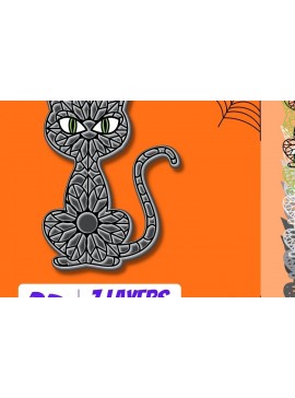 Intra απο ξύλο plywood 3mm-4mm πάχος 3D Black Cat Δίασταση 30x20 cm INTRAFABR-16276688