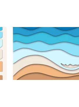 Σετ των 2 Intra απο ξύλο plywood 3mm-4mm πάχος 3D Blue Ocean Depths Multi Color Layers Δίασταση 15x15 cm INTRAFABR-14983365