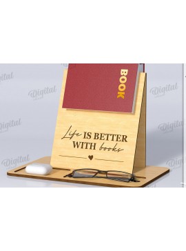 Σετ των 2 Intra απο ξύλο plywood 3mm-4mm πάχος με βάση 3D βιβλίου. Διακόσμηση σπιτιού Δίασταση 30x20 cm INTRAFABR-121589006