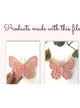 Σετ των 2 Intra απο ξύλο plywood 3mm-4mm πάχος Διακόσμηση τοίχου με διπλό στρώμα 3D πεταλούδων Δίασταση 13x13 cm INTRAFABR-94757943