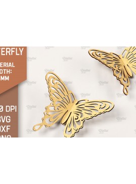 Σετ των 2 Intra απο ξύλο plywood 3mm-4mm πάχος Τρισδιάστατη κοπή πεταλούδας με λέιζερ. Πεταλούδα Δίασταση 30x20 cm INTRAFABR-86663089