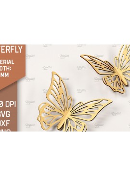 Σετ των 2 Intra απο ξύλο plywood 3mm-4mm πάχος Τρισδιάστατη κοπή πεταλούδας με λέιζερ. Πεταλούδα Δίασταση 30x20 cm INTRAFABR-86663315