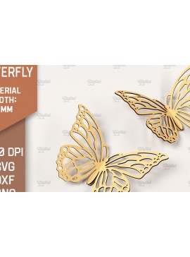 Σετ των 2 Intra απο ξύλο plywood 3mm-4mm πάχος Τρισδιάστατη κοπή πεταλούδας με λέιζερ. Πεταλούδα Δίασταση 30x20 cm INTRAFABR-86663452