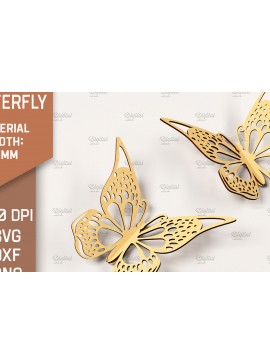 Σετ των 2 Intra απο ξύλο plywood 3mm-4mm πάχος Τρισδιάστατη κοπή πεταλούδας με λέιζερ. Πεταλούδα Δίασταση 30x20 cm INTRAFABR-86663528