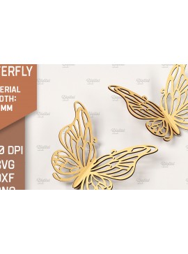 Σετ των 2 Intra απο ξύλο plywood 3mm-4mm πάχος Τρισδιάστατη κοπή πεταλούδας με λέιζερ. Πεταλούδα Δίασταση 30x20 cm INTRAFABR-86663695