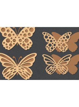 Σετ των 2 Intra απο ξύλο plywood 3mm-4mm πάχος Τρισδιάστατη διακόσμηση με πεταλούδα Δίασταση 15x15 cm INTRAFABR-125452328