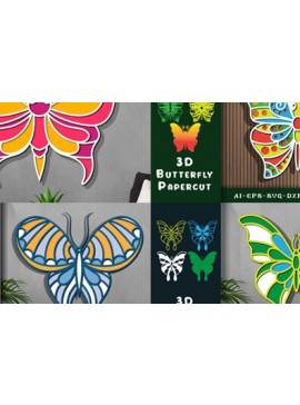 Σετ των 2 Intra απο ξύλο plywood 3mm-4mm πάχος 3D πεταλούδας Δίασταση 40x40 cm INTRAFABR-72901690