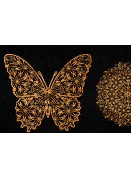 Intra απο ξύλο plywood 3mm-4mm πάχος κοπής με λέιζερ 3D Butterfly Mandala Δίασταση 30x30 cm INTRAFABR-88173919