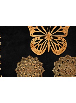 Intra απο ξύλο plywood 3mm-4mm πάχος κοπής με λέιζερ 3D Butterfly Mandala Δίασταση 30x30 cm INTRAFABR-89395468