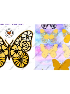 Intra απο ξύλο plywood 3mm-4mm πάχος 3D Butterfly , 3D Butterfly Paper Cut Δίασταση 3600x3600 cm INTRAFABR-89699662