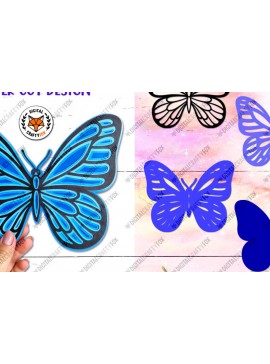 Σετ των 2 Intra απο ξύλο plywood 3mm-4mm πάχος 3D Butterfly , 3D Butterfly Paper Cut Δίασταση 3600x3600 cm INTRAFABR-89698432