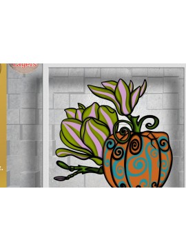 Σετ των 2 Intra απο ξύλο plywood 3mm-4mm πάχος τρισδιάστατος κάκτος και κολοκύθα Δίασταση 3000x3000 cm INTRAFABR-78922262