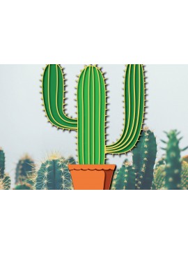 Σετ των 2 Intra απο ξύλο plywood 3mm-4mm πάχος 3d Cactus Paper Cut Δίασταση 1200x1200 cm INTRAFABR-30091941