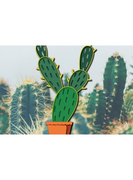 Σετ των 2 Intra απο ξύλο plywood 3mm-4mm πάχος 3d Cactus Paper Cut Δίασταση 1200x1200 cm INTRAFABR-30091951