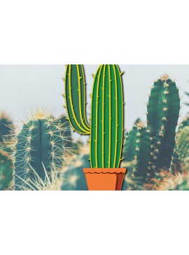 Σετ των 2 Intra απο ξύλο plywood 3mm-4mm πάχος 3d Cactus Paper Cut Δίασταση 1200x1200 cm INTRAFABR-30091938