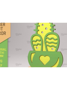 Intra απο ξύλο plywood 3mm-4mm πάχος 3D Cactus Stand . Χυμώδεις Δίασταση 30x20 cm INTRAFABR-83506070