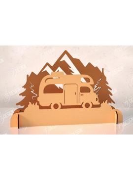 Σετ των 2 Intra απο ξύλο plywood 3mm-4mm πάχος 3D Camping Scene |Adventure Vibe| Πεζοπορία Δίασταση 30x20 cm INTRAFABR-114250026