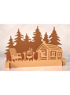 Σετ των 2 Intra απο ξύλο plywood 3mm-4mm πάχος 3D Camping Scene |Adventure Vibe| Πεζοπορία Δίασταση 30x20 cm INTRAFABR-114250051