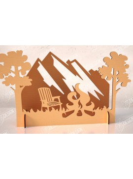 Σετ των 2 Intra απο ξύλο plywood 3mm-4mm πάχος 3D Camping Scene |Adventure Vibe| Πεζοπορία Δίασταση 30x20 cm INTRAFABR-114249996