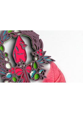 Σετ των 2 Intra απο ξύλο plywood 3mm-4mm πάχος 3D Cardinal Χριστουγεννιάτικο στεφάνι Δίασταση 25x25 cm INTRAFABR-77143374