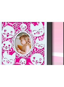 Intra απο ξύλο plywood 3mm-4mm πάχος Τρισδιάστατη κορνίζα για μωρό γάτα Δίασταση 20x30 cm INTRAFABR-66889445